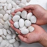6 lb White Pebbles, Natural Polished Decorative Stones River Pebbles for Flowerpot, Garden and Aquarium Decoration