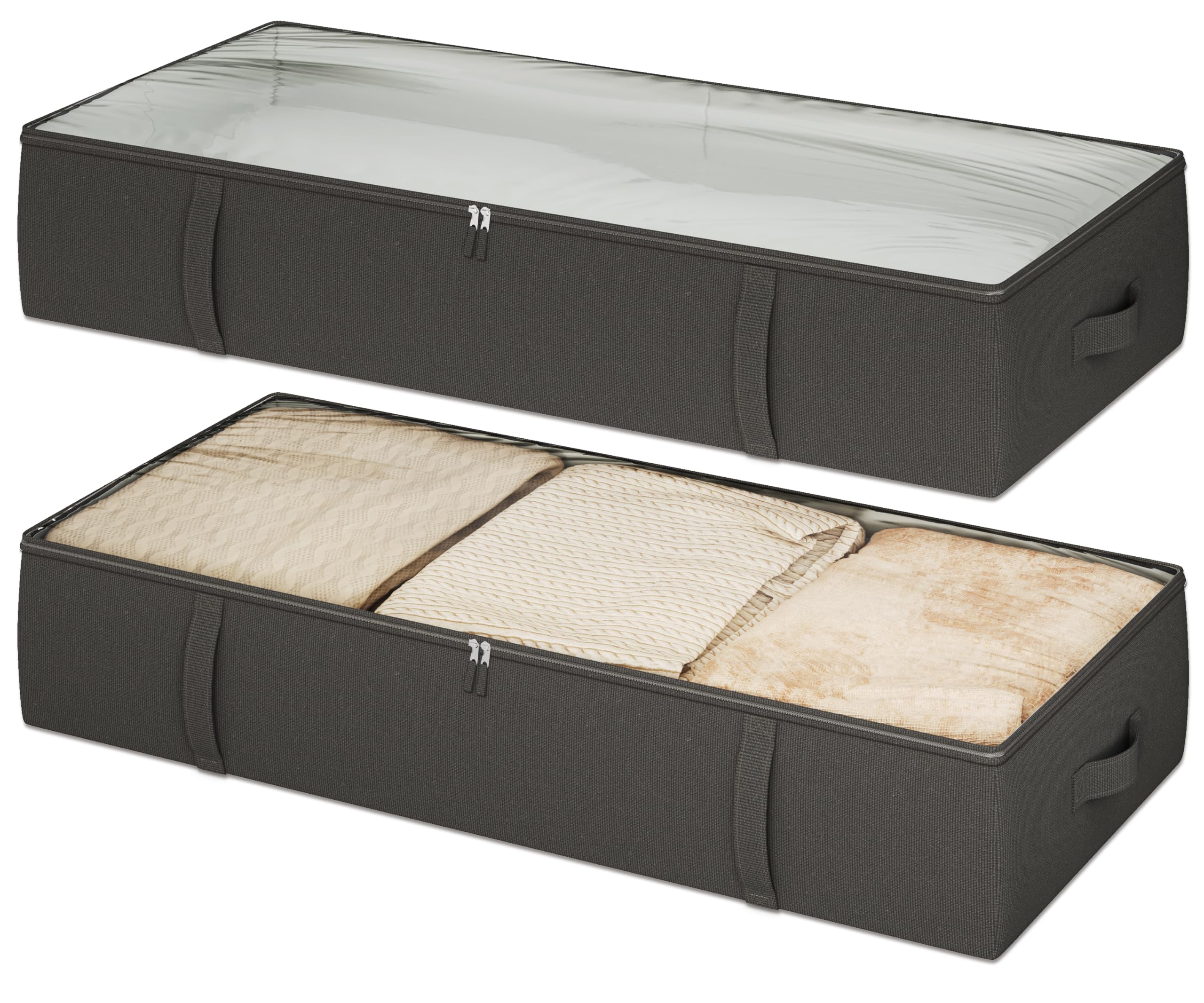 Photo 1 of TidyCorner 2-Pack Under Bed Storage Containers, 8 Inches Tall Underbed Clothes Storage Organizer Bin with Sturdy Sidewalls/Bottom, Under the Bed Storage Bags 2 Storage Bins, Black