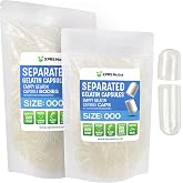 XPRS Nutra Separated Capsules Size 000-1000 Count Clear Large Empty Gelatin Capsules Separated in Bags - Premium Clear Empty 000 Pills for DIY Supplement Filling