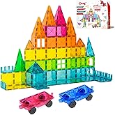 Bmag 100PCS Magnet Building Blocks with 2 Cars for Kids, Magnetic Tiles Stacking Building Set for Boys Girls, STEM Preschool Educational Learning Construction Toy