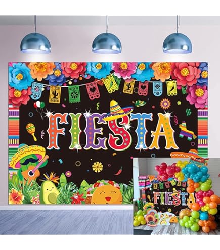 Fiesta Party Backdrop Mexican Festival Birthday Dessert Table - View #2