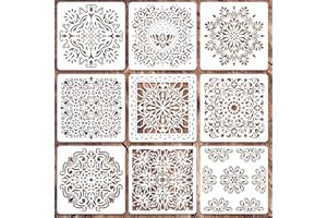 FELIXCRAFT Mandala Stencils for Painting on Wood Wall Floor Furniture Tile Fabric, Rock Painting Stencils for Crafts Reusable, Rangoli Drawing Templates (6 Inch)