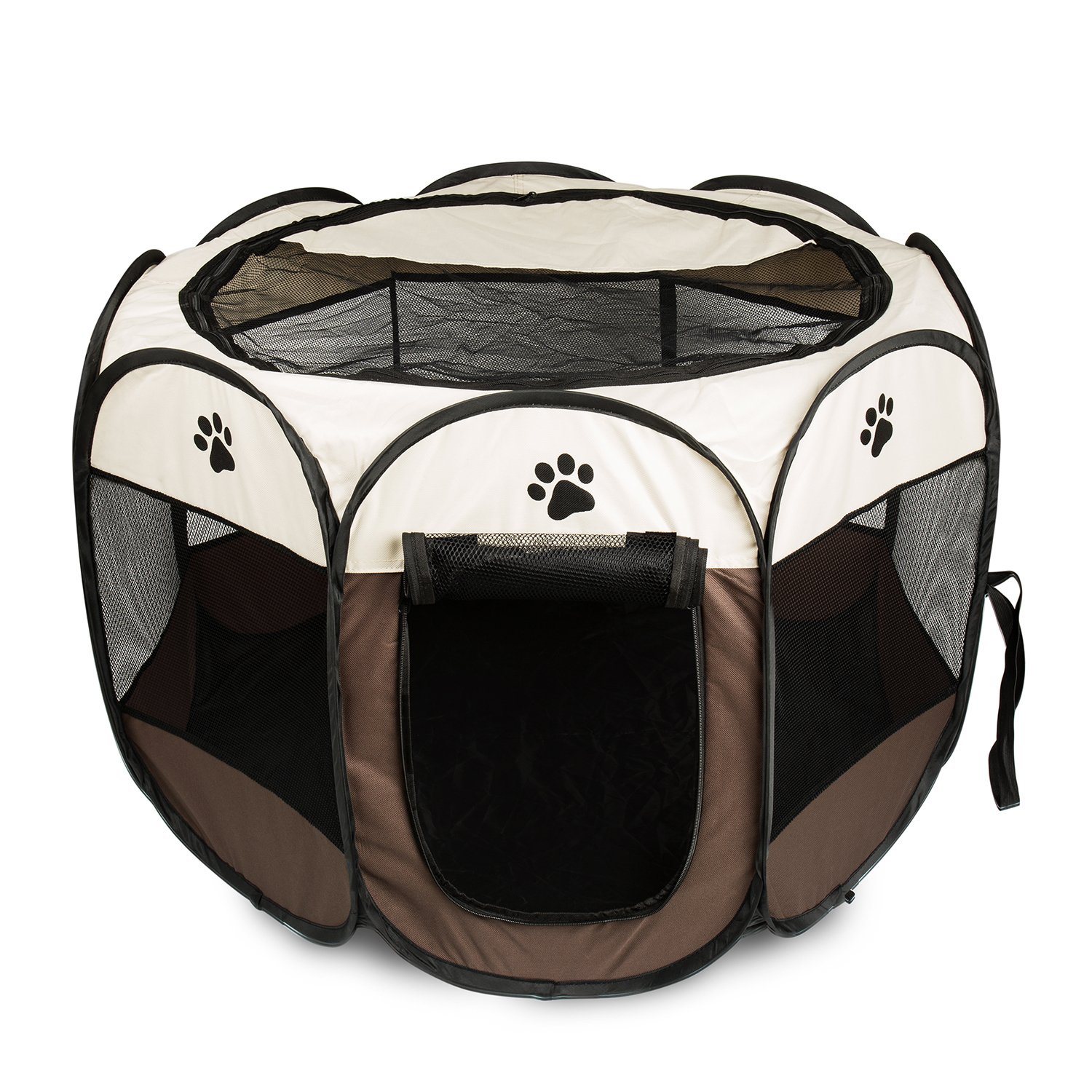 BIGWING Style Dog Playpen,Portable Foldable Puppy Playpen,Carrying Bag| Indoor/Outdoor use | Water Resistant | Removable Shade Cover | Dogs/Cats/Rabbit (36" x 36" x 23", Coffee)