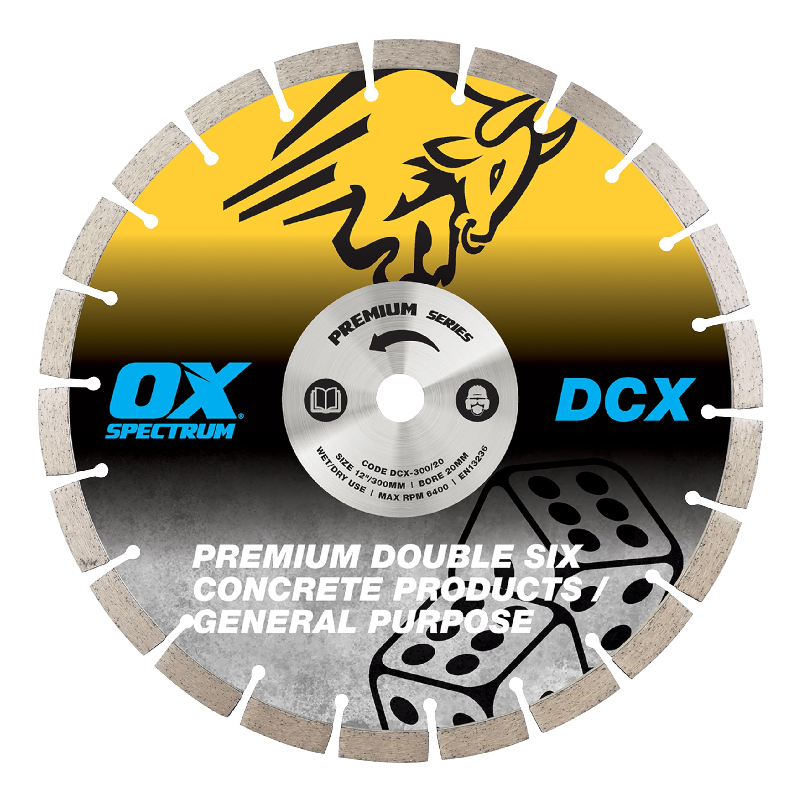 OX DCX300/20 General Purpose Spectrum Plus Double Six Diamond Blade, Multi-Colour, 300/20 mm