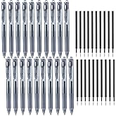 Aozora Black Gel Pens Fine Point Smooth Writing Pen 40 Pack Retractable Black Gel Ink Pen with Soft Grip 0.5mm Quick Dry Office School Supplies(20 Pens with 20 Refills)