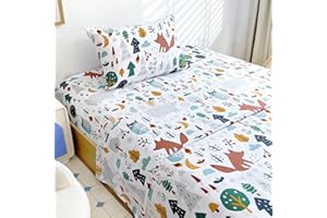 Homilay Twin Sheets Set Kids - 3 Piece Foxes Sheets for Boys, Girls, Teens, Toddler, Easy Fit Deep Pockets, Breathable, Wrinkle-Free, Cozy Soft Cartoon Print Cute Bed Sheets