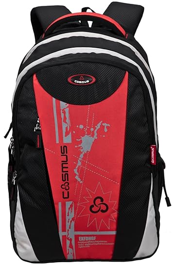 Cosmus Durban Casual Backpack 40L Black Polyester 3 Compartment Large School Bag