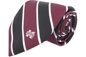 ZEP-PRO NCAA Mississippi State Bulldogs Mens Woven Silk Repp Stripe Collegiate Logo Tie 1, Maroon and Black, One Size