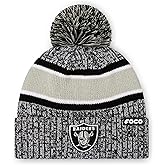 FOCO NFL Unisex-Adult NFL Team Logo Heather Stripe Pom Beanie Hat