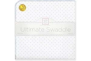 SwaddleDesigns Ultimate Winter Swaddle, X-Large Receiving Blanket, Made in USA, Premium Cotton Flannel, Pastel Blue Classic Polka Dots (Mom's Choice Award Winner),42" x 42",SD-001PB
