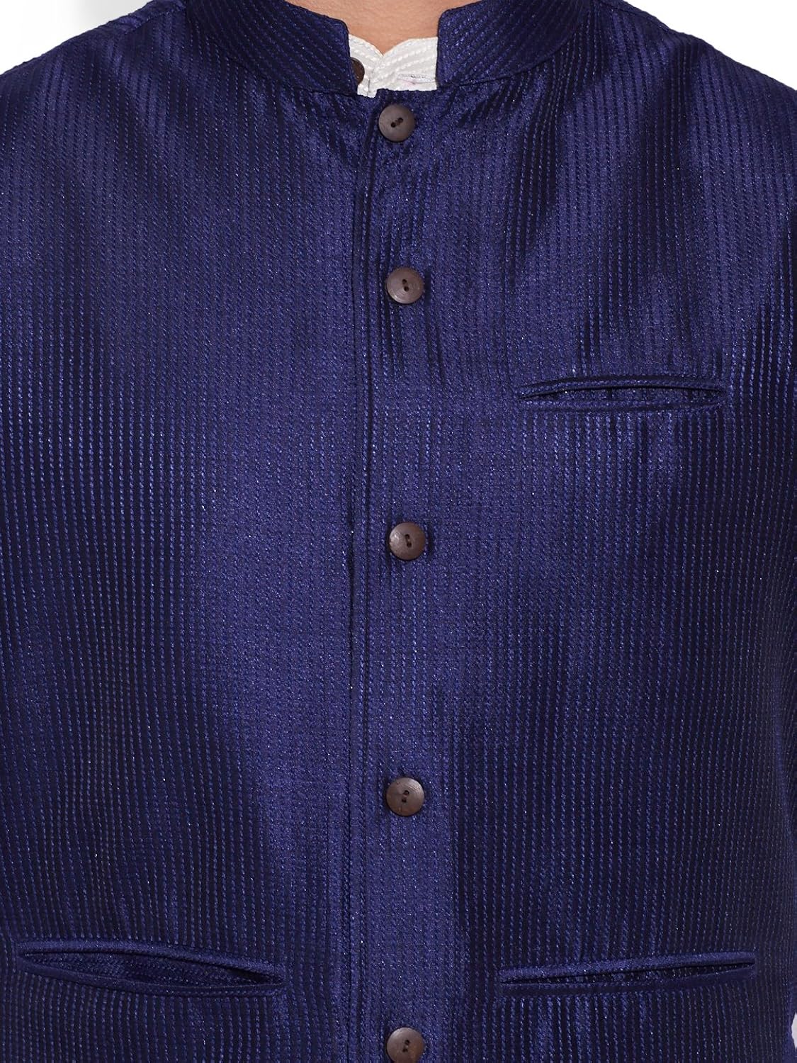 very me men's designer navy faux silk textured nehru jacket