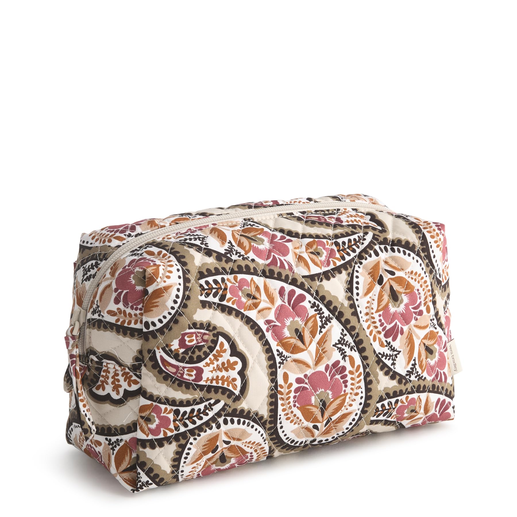 Premium Cotton Large Cosmetic Bag, Blooming Paisley, One Size