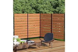 MODERN SHADE OUTDOOR LIVING SPACES Modern Shade 5' x 3' Wood Privacy Fence Screen (4 Panel) Natural Cedar Wood, Outdoor Privacy Fence Panel for Deck Balcony, Conceals Trash Cans Air Conditioner, Ultimate Fence Privacy Screen