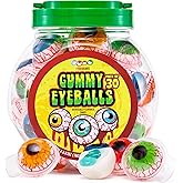 30 Gummy Eyeballs, Spooky Halloween Eyeball Candy in 4 Flavors, Soft Gummies with Jelly Filling, Individually Wrapped, By 4YoreElves (19 oz)