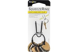 Nite Ize KSQR-01-R6 SqueezeRing, Easy Load Key Clip, Squeeze to Load Split Ring, Black