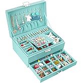 Jewelry Boxes for Women Teal Velvet Jewelry Organizer with Lock,Teen Jewelry Organizers and Storage Earring and Necklace Holder Organizer Box Womens Jewelry Box for Necklaces Earrings Rings Bracelets