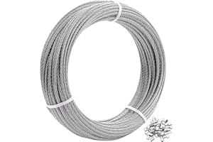 LEICHTEN Wire Rope,1/16 Wire Rope,304 Stainless Steel Wire Cable,200FT with 60Pcs Crimping Sleeves,Clothes Line Wires,Trellis Wire,7x7 368lbs Breaking Strength,Perfect for Outdoor,Yard,Garden or Crafts