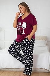 Vozanet Women's Pajama Sets Short Sleeve with Long