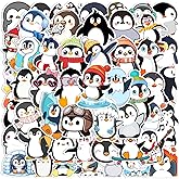 Cute Penguin Stickers, 60Pcs Funny Penguins Animals Decals for Decor Laptops, Zumkjde Cartoon Lovely Penguin Vinyl Tags Sticker for DIY Bumper Window Guitar Scrapbook