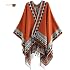 HIKARO Poncho Donna Aperto Con Frange | Scialle Copri Spalle Plaid | Mantella Lunga Autunno Inverno 130x79 Cm