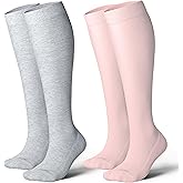 LEVSOX Thick Cotton Compression Socks for Women&Men 20-30mmHg Knee High Cute Support Sock for Nurses, Pregnancy, Travel