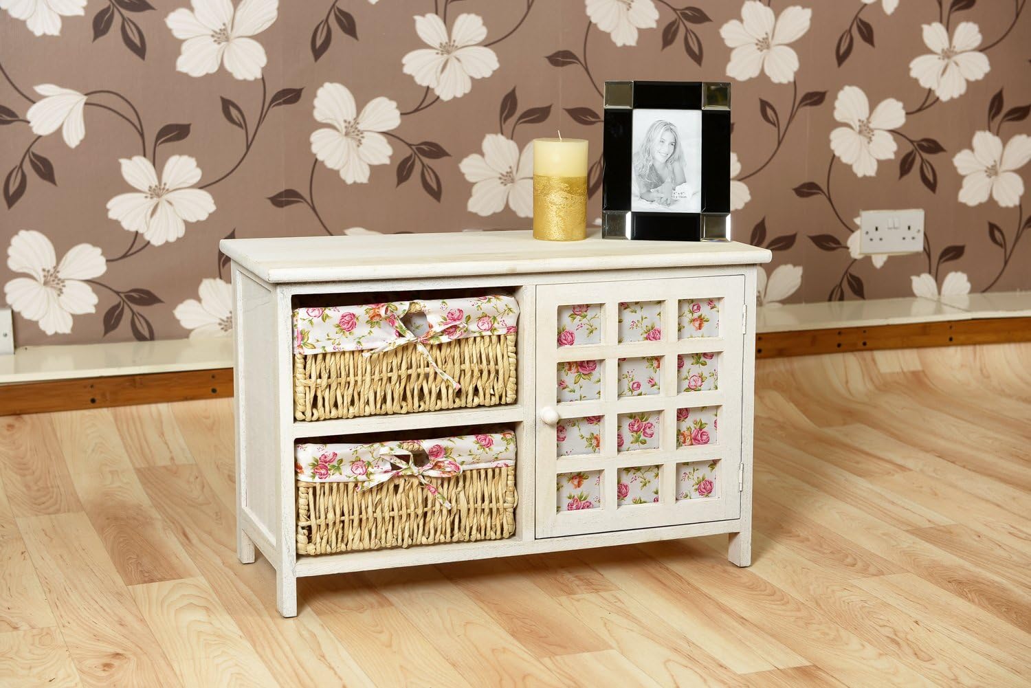 White Wicker Chest of Drawers Ottoman Seat Storage Bedroom Bathroom