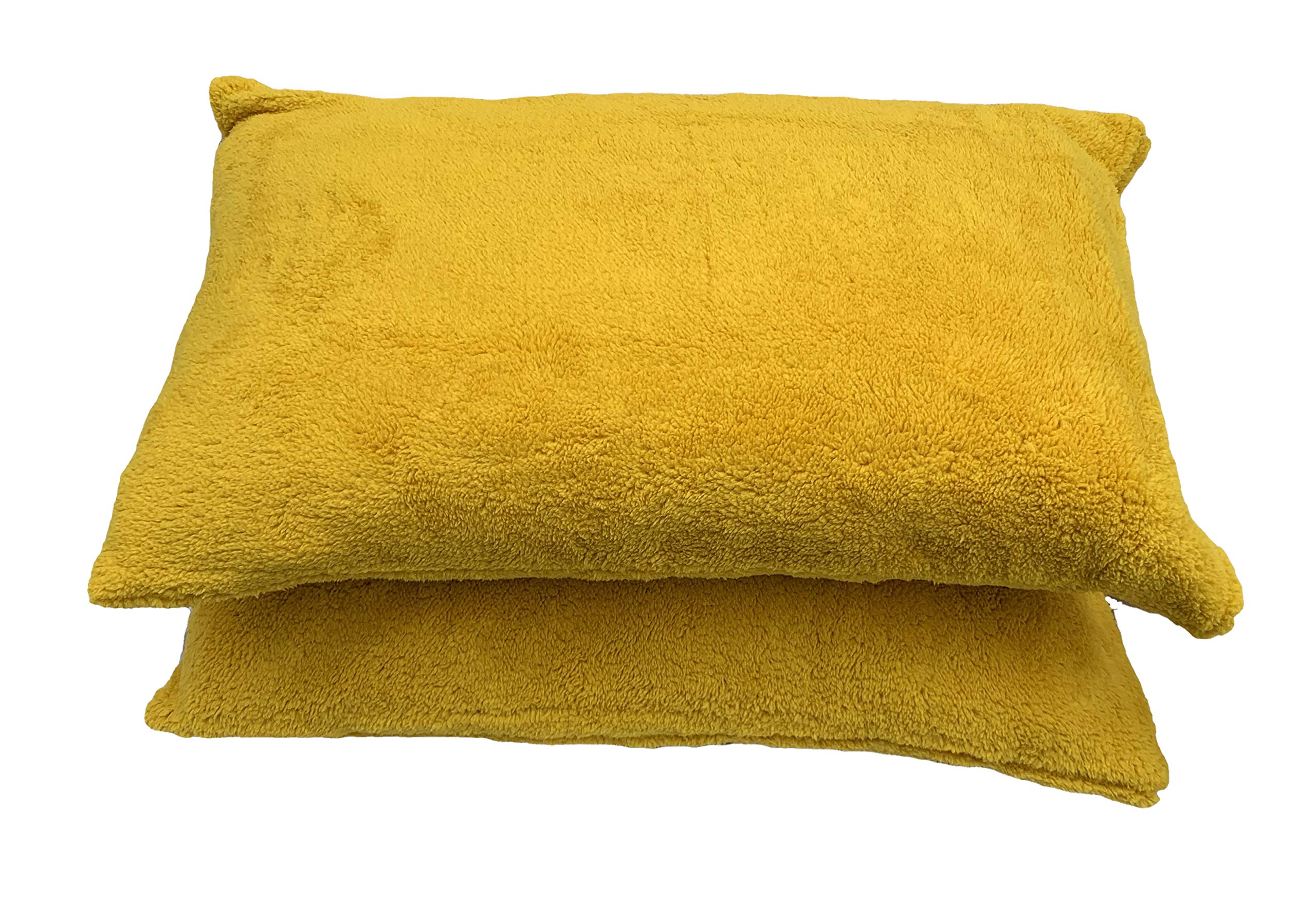 CHILIMILII Soft & Cozy Teddy Fleece/Sharpa Pair of Housewife pillowcases only- Modern bedroom Fleece/Snugly Pillowcases pair 50cm x75cm (Mustard)