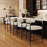 Morden Fort Counter Height Bar Stools Set of 4, Modern Upholstered Counter Stools with High Backs and Black Metal Legs, 26 In