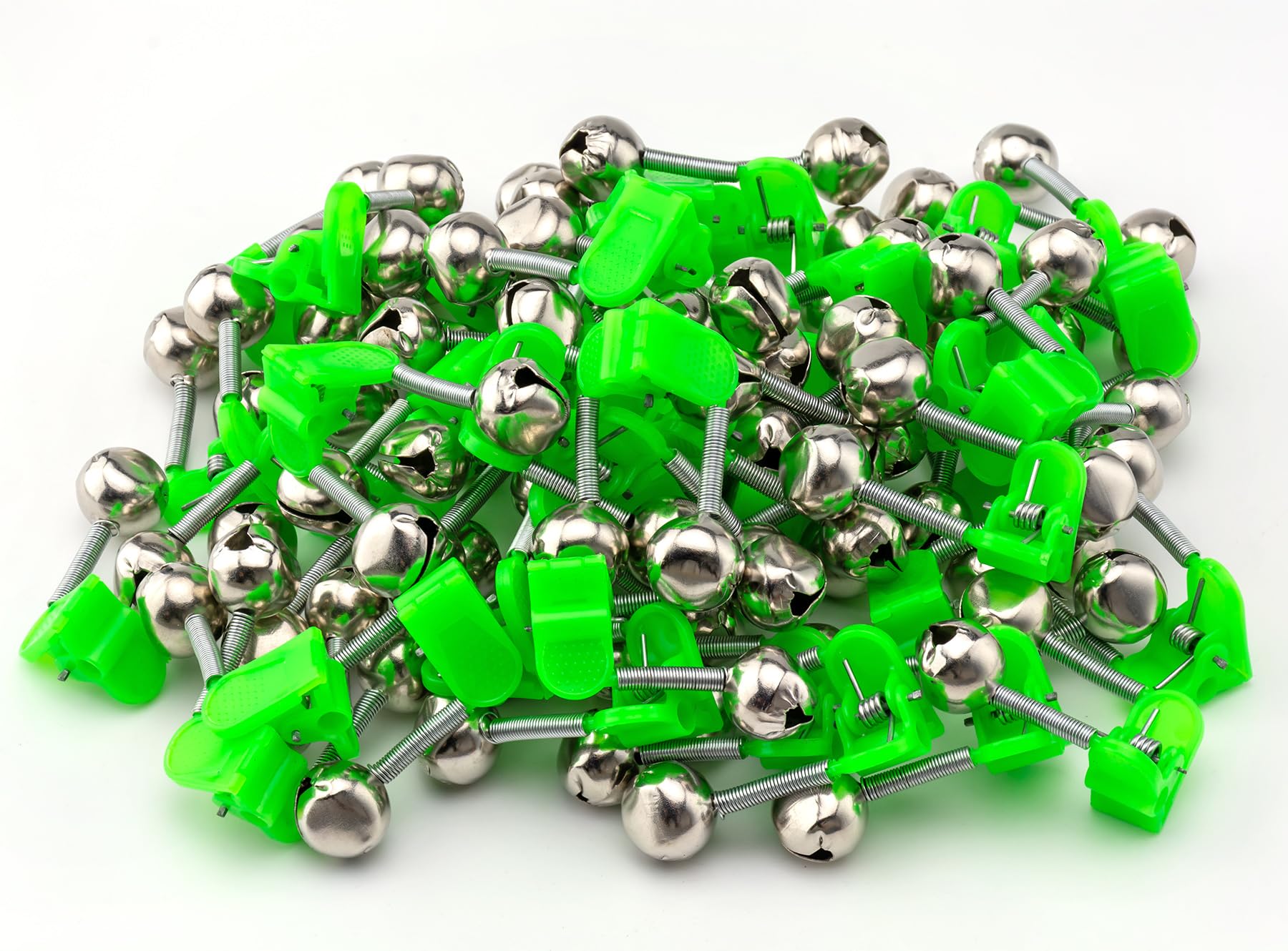 Famgee Plastic Fishing Bells Clips Night Fishing Rod Fish Bite Bait Alarm Indicator with Dual Alert Bells 36 Pcs