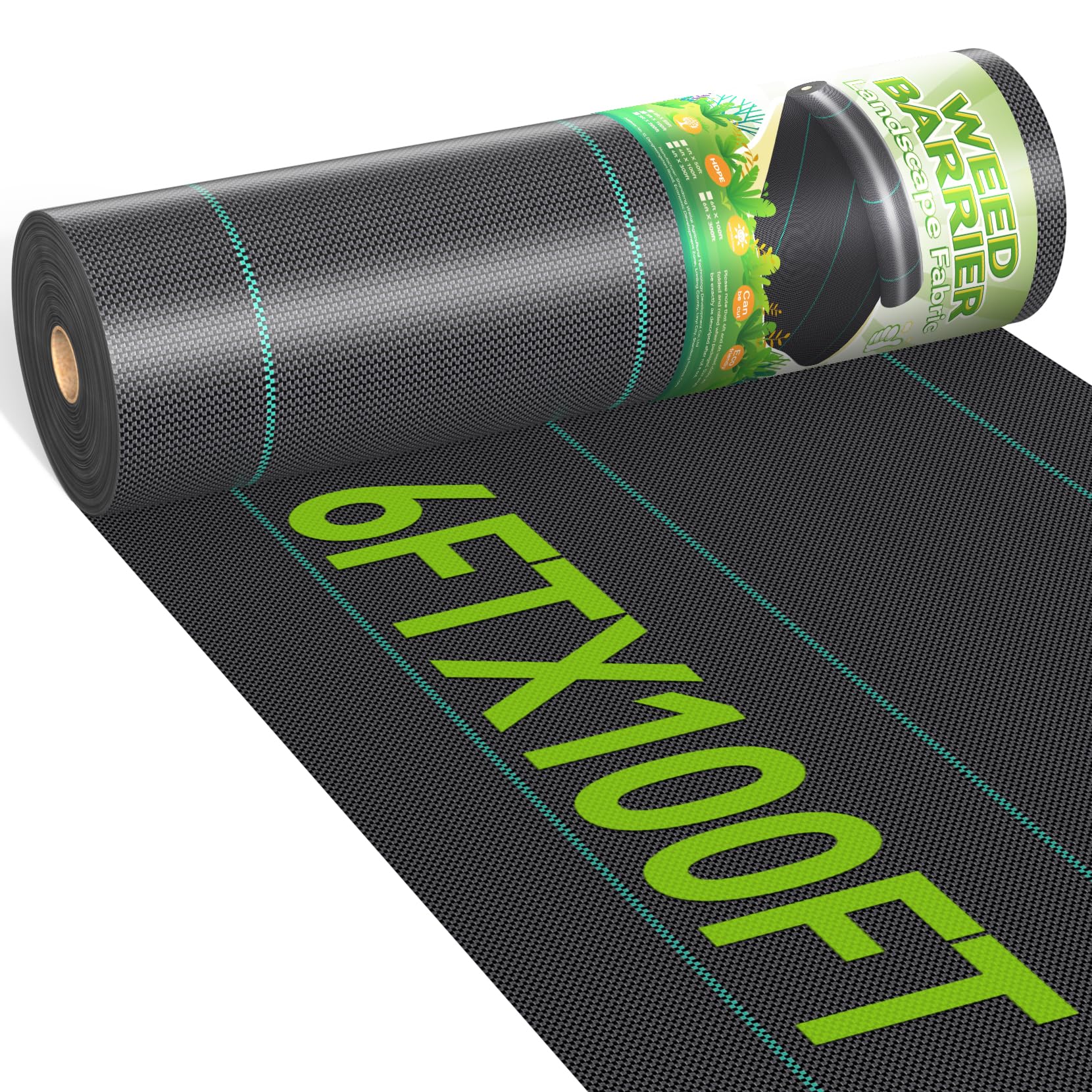 iropro 6ftx100ft Weed Barrier Landscape 3.2oz Fabric Heavy Duty, Woven Weed Control Cloth, Woven Geotextile Fabric for Underlayment, Gardening Ground, Commercial Driveway Weed Block Cover Mat Image