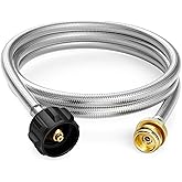 NUPICK 6 Feet Propane Hose Adapter 1lb to 20lb, Stainless Steel Propane Grill Hose for Buddy Heater, Weber Q, Coleman Camping