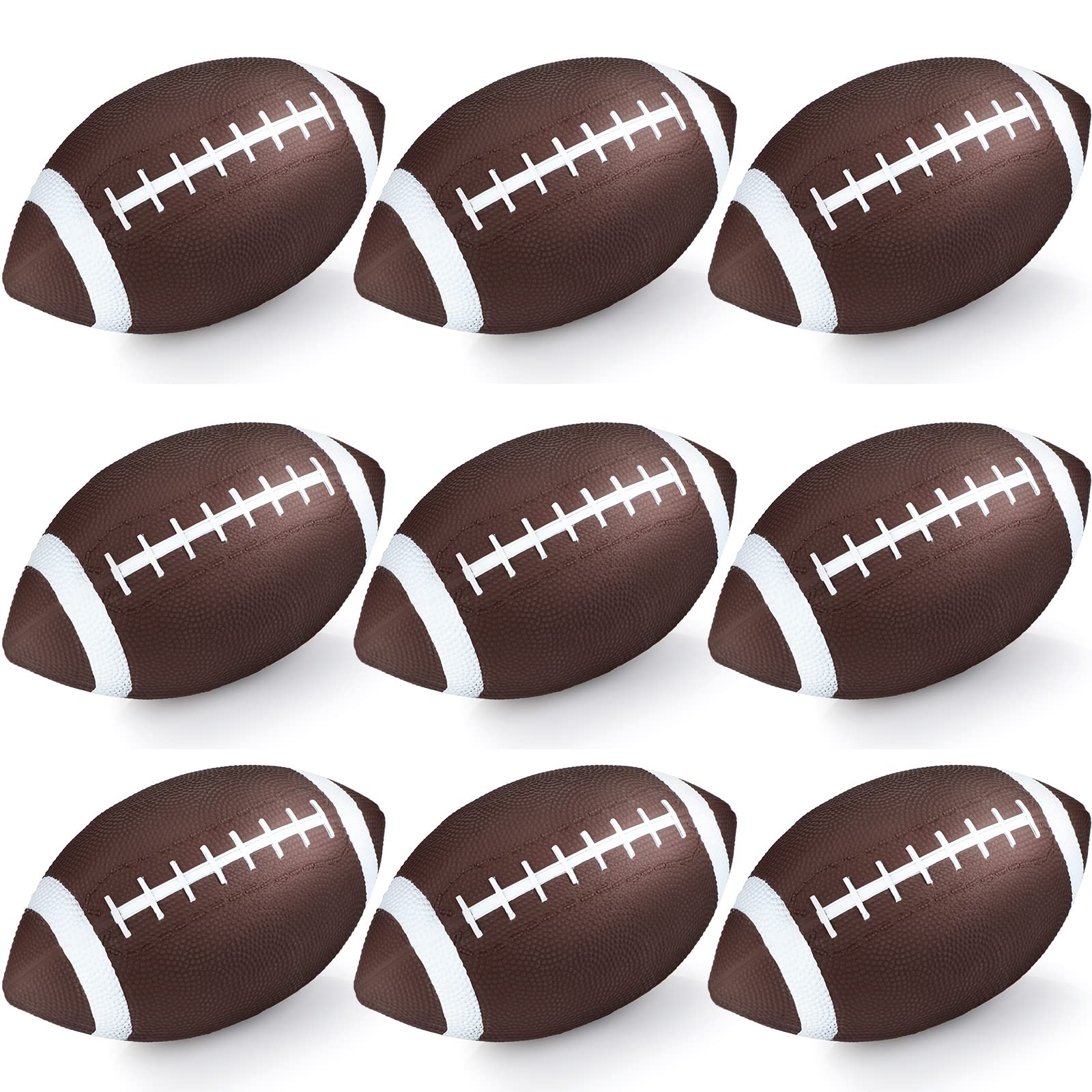 Photo 1 of ** 7 PACK *** Jerify 9 Pack 9 Inch Rubber Footballs Playground Inflatable Football Bulk for Kids Comfortable Grip Ball for Junior Youth Outdoor(Brown)