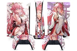 TANOKAY PS5 Console Skin and Controller Skin Set | Yae Miko Genshin Impact | Matte Finish Vinyl Wrap Sticker Full Decal Skins | Compatible with Sony Playstation 5 Disc Version