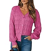 Dokotoo Women's Cardigan Sweaters 2025 Lightweight Fall Oufits Clothes Trendy Long Sleeve Crochet Tops Casual Jackets