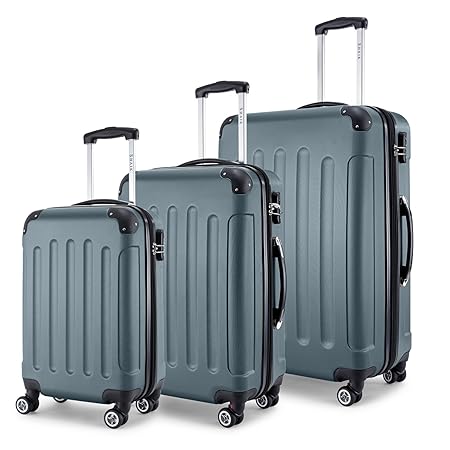 SHAIK ® Serie BUTTERFLY Design FRA 3 Größen M | L | XL | Set | Hartschalen Kofferset 45/78/124 Liter, 4 Doppelrollen, 25% mehr Volumen durch Dehnfalte Zahlenschloss (Set, Silber)