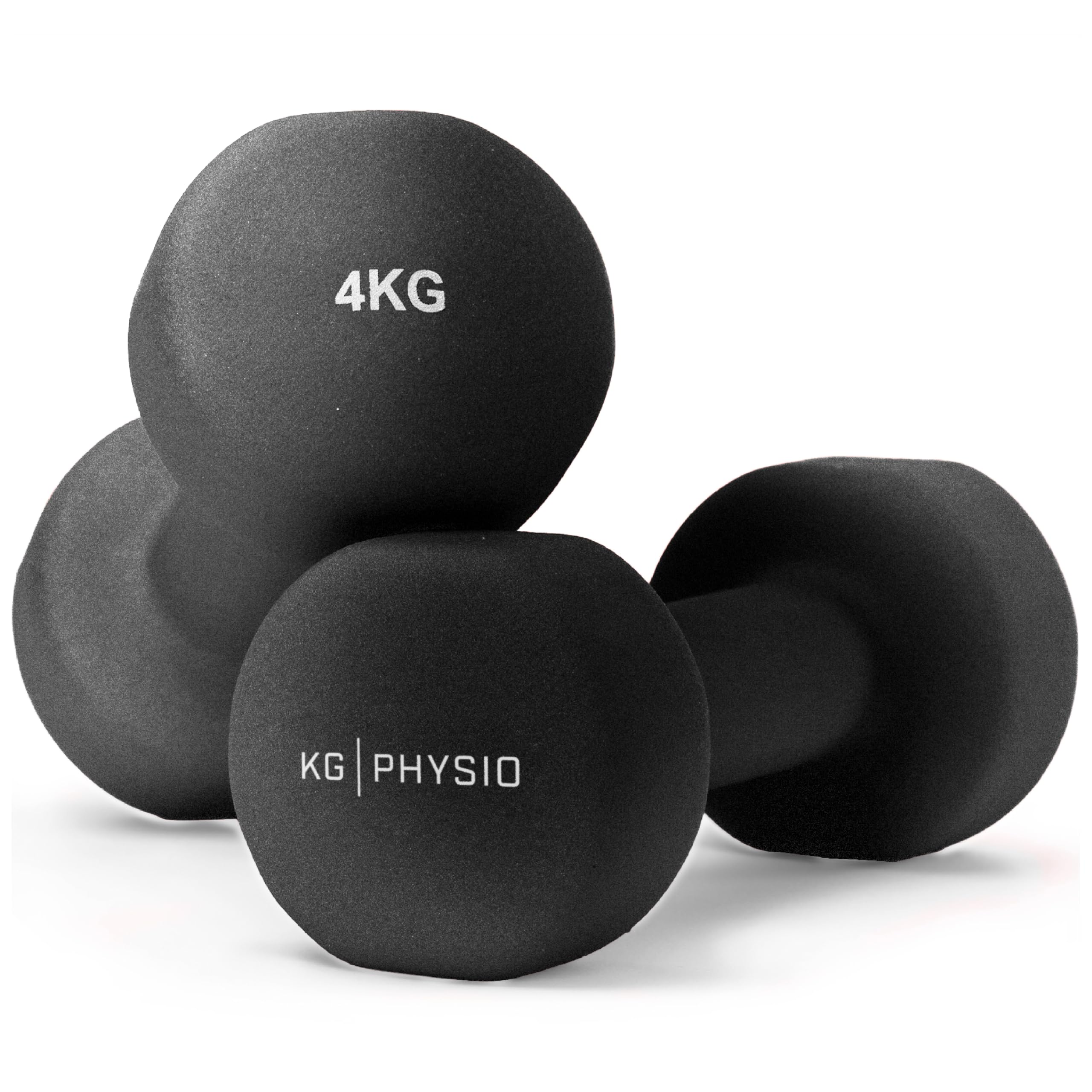 KG Physio Weights Dumbbells Set Women & Men - Neoprene-Coated & Sweat-Resistant Weights Set with Anti-Roll Technology & A3 Exercise Poster, Gym Equipment for Home, 1-10 kg Dumb Bells Pair