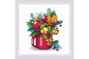 RIOLIS - New Year's Aroma 1985, Cross Stitch Kits 9¾"x9¾, Christmas Cross Stitch Kits for Beginners & Advanced, Crossstitching Kit Adult, Winter Embroidery Counted Stitching Kit