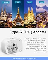 VINTAR UK to EU Plug Adapter 2 USB C 1 USB A Grounded 4 in 1 Type E/F Europe view 3