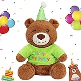 Cuteoy Happy Birthday Bear Musical Stuffed Animal Shaking Singing Dancing Plush Toy Electric Interactive Animated Plushies Gifts for Kids Girls Boys