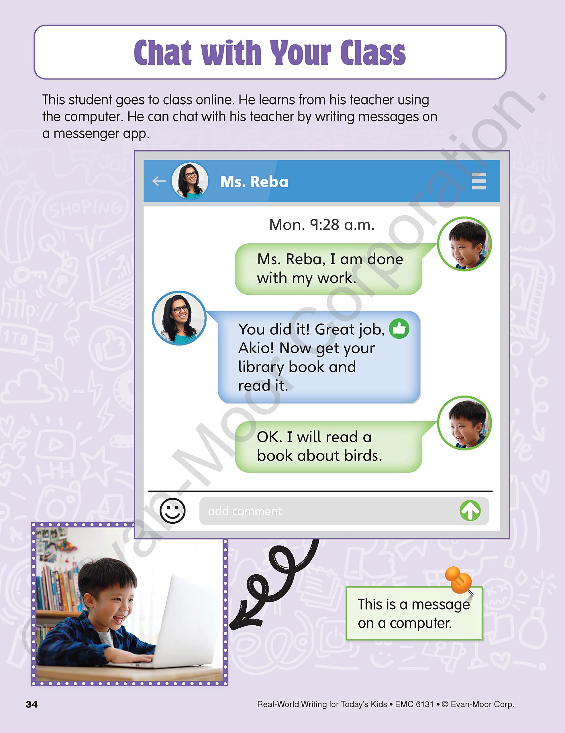 Evan-Moor Real-World Writing Activities for Today's Kids Workbook, Ages 6-7, Grades 1-2, Guided Instruction, Examples, Practice, Journal Entry, Online Messages, Greeting Cards, Persuasive Letters