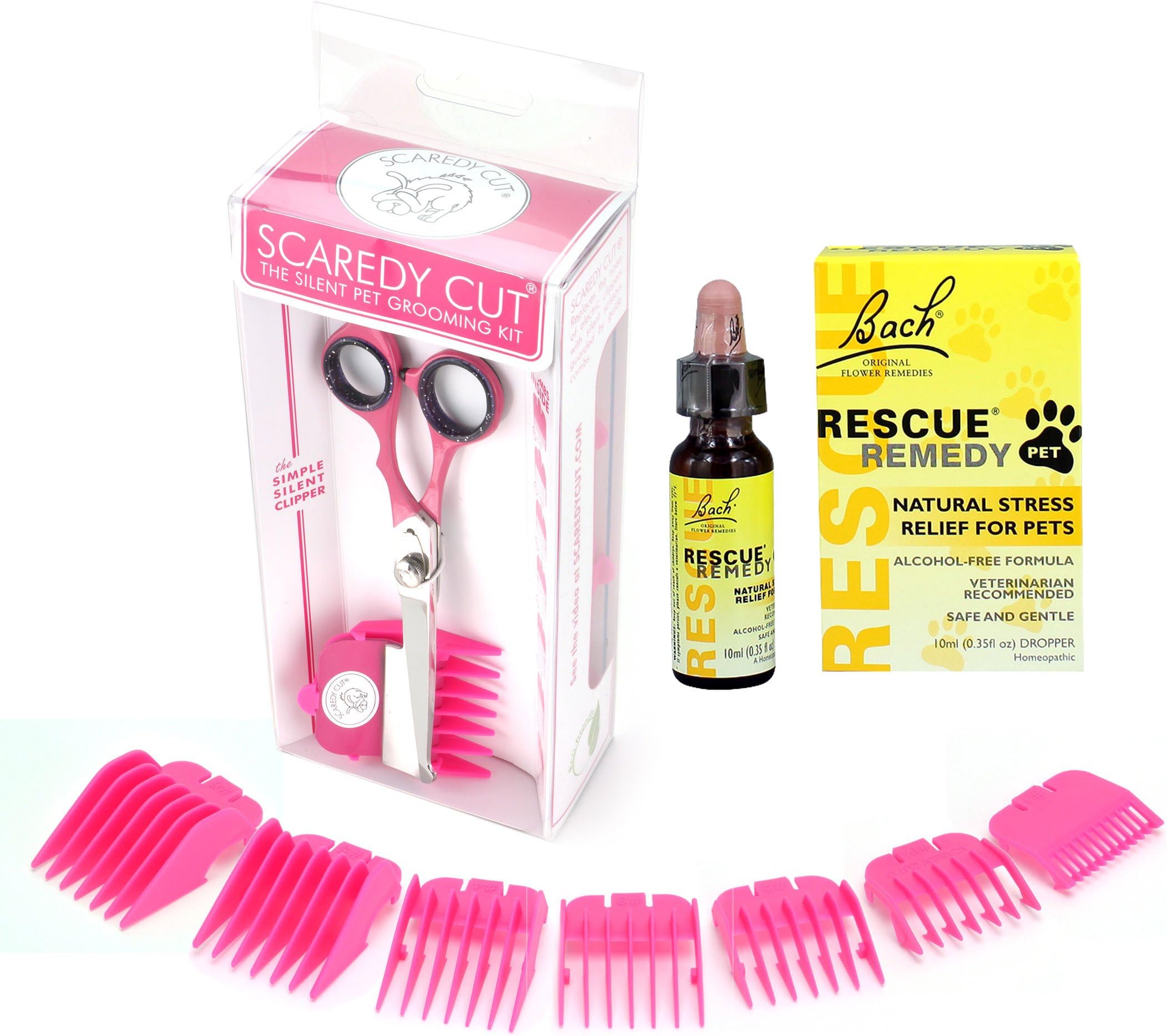 Scaredy Cut Silent Pet Clipper in Pink with Bach Rescue Remedy Pet - 10ml