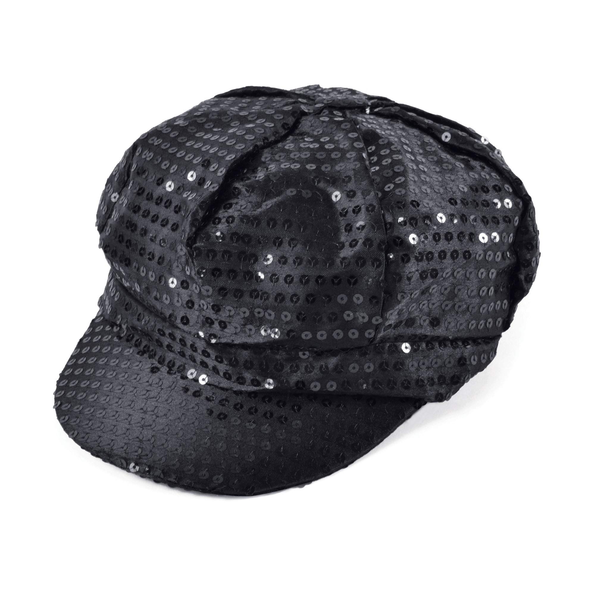 Black Sequin Cap, 1 Pc. - Dazzling Design, Perfect Accessory for Parties, 1970s Themed Events, Festivals, & More Halloween
