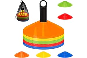 MIVERYEA 25/50 Pack Disc Cones for Sports, Agility Training Cone for Soccer, Football, Basketball, Coaching, Practice Equipment with Carry Bag and Holder, 5 Color