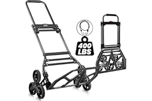 RJTEK Stair Climber Dolly, 400lb Capacity, Upgraded Tires, Climbs 18cm Stairs, Heavy-Duty Hand Truck & Dolly, Telescoping Handle, Large Tires, Includes 2 Ropes