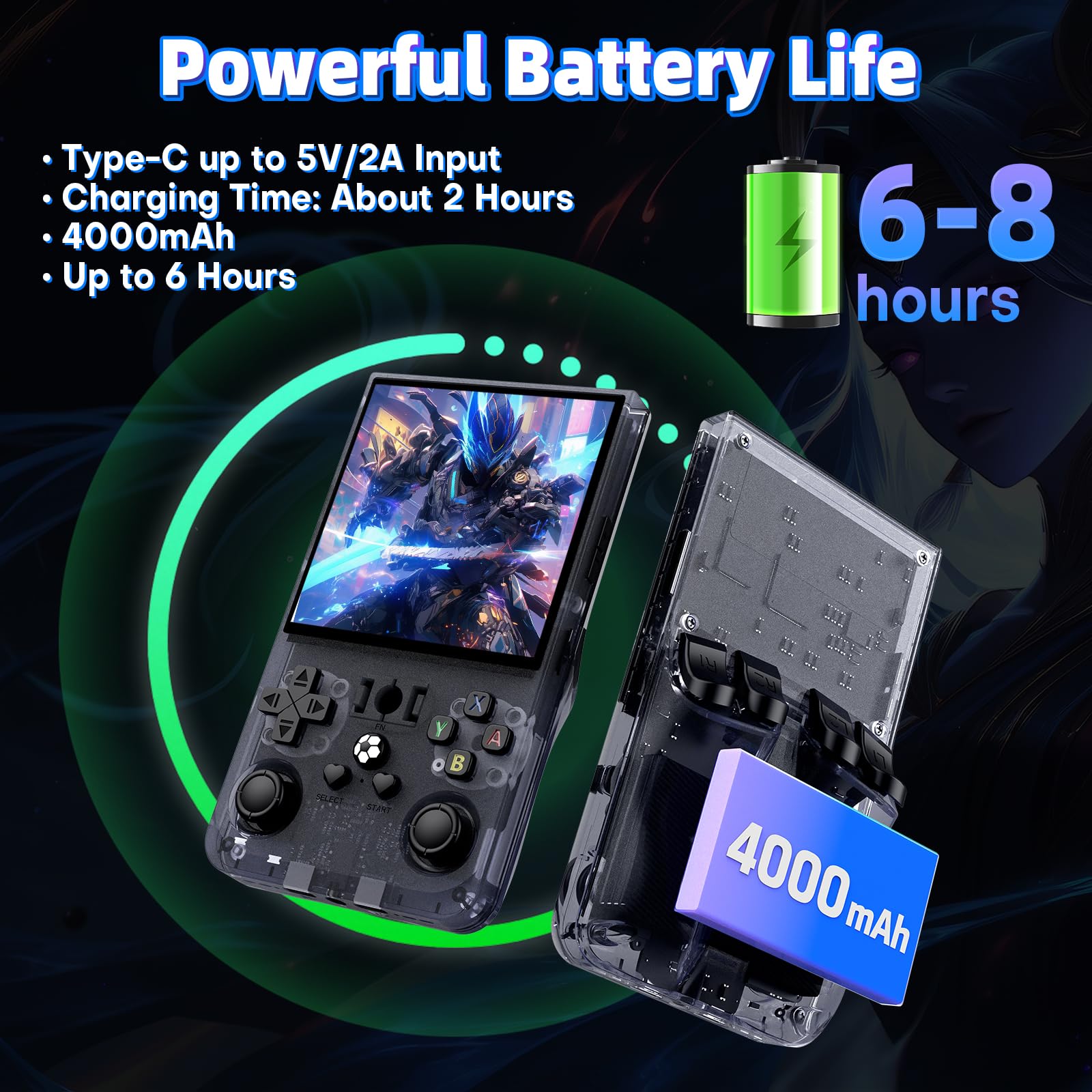 R36 Max Retro Handheld Game Console, Video Game Console with 64G TF Card, 4000mAh Rechargeable, Linux System, 4.0 Inch IPS Screen Portable Pocket Arcade, Gray