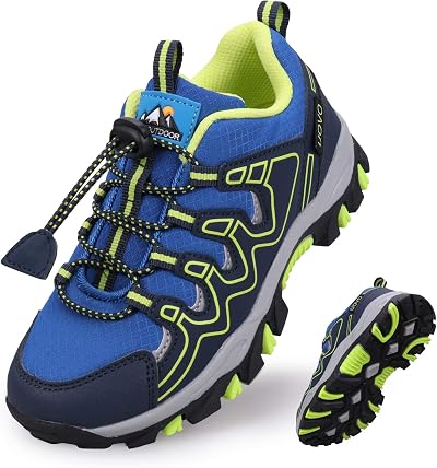 UOVO Boys Trainers Low-Top Waterproof Hiking Shoes Blue Yellow UK 5.5