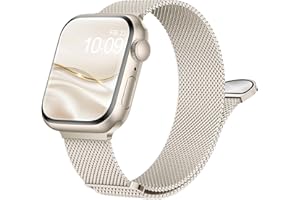 Stainless Steel Milanese Loop Compatible with Apple Watch Strap 38mm 40mm 41mm 42mm 44mm 45mm 46mm 49mm, Magnetic Clasp Band 