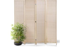 Room Divider Folding 6Ft Privacy Wooden Screen 4 Panel Portable Divider Wall 72 Inches High 17.7 Inches Wide-Room Divider Fre