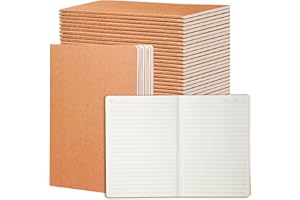 miikoul 24 Pack A5 Kraft Paper Notebook Lined Journal Bulk, 8.3 x 5.5 Inch, 60 Pages/30 Sheets, 80GSM, Travel Notebook Notepad for Adult, Students, Gift, School, Office Supplies