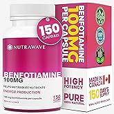 Nutrawave PURE *BONUS SIZE* 150 capsules HIGHEST POTENCY Benfotiamine Complex – 100mg, Thiamine B1 Supplement, Increased Ener
